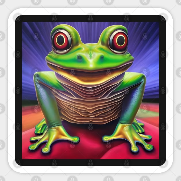 Frogger Spirit Animal (6) - Trippy Psychedelic Frog Sticker by TheThirdEye
